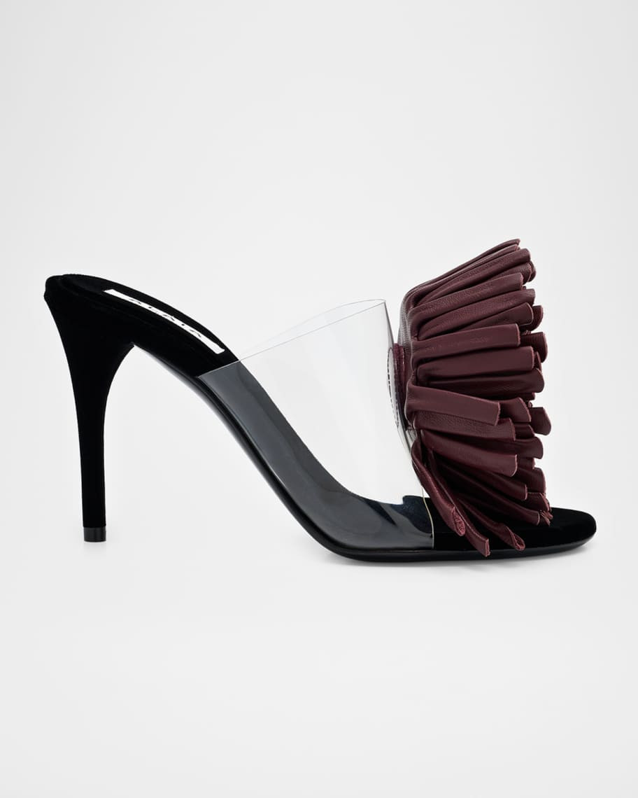 Plexi Asymmetric Leather Flower Sandals | Neiman Marcus