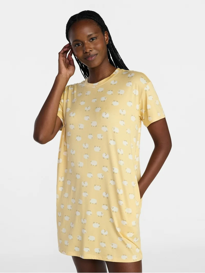 Joyspun Women's Dreamy Soft Collection Short Sleeve Sleepshirt, Sizes S/M-2X/3X | Walmart (US)