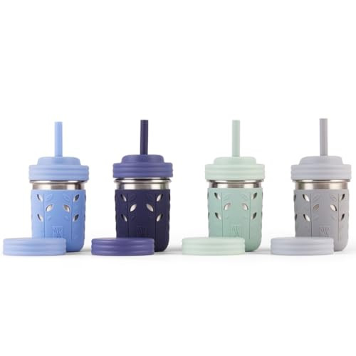 Elk and Friends Stainless Steel Cups | Mason Jar 10oz | Kids & Toddler Cups with Silicone Sleeves & Straws with Stopper | Spill proof Smoothie Cups | Amazon (US)