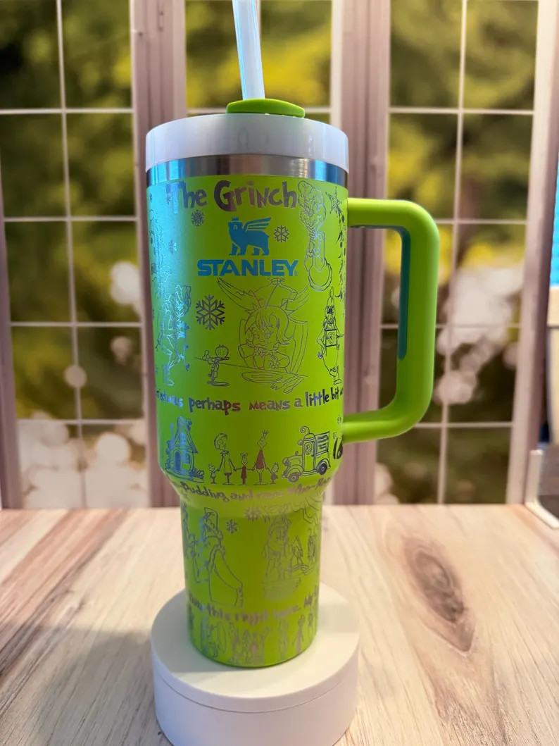 Stanley Grinch Green Monster Christmas Whoville Laser Engraved Etched Tumbler Quencher Holidays W... | Etsy (US)