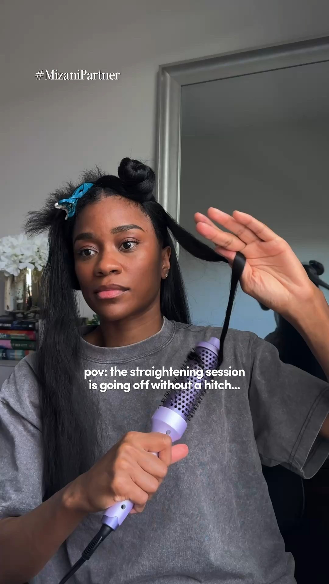 #MizaniPartner @Mizani Press Agent Shampoo and Conditioner, along with their Moisture Fusion Intense Moisture Hair Mask, penetrate deeply into the hair to deliver the number one thing needed to prevent breakage and damage: moisture. Hydrated hair is healthy hair and healthy hair can better withstand the different styles we put it through, or in my case, the more than occasional blowout and straightening sessions. 

So for frizz free results, no matter the style, pick up Mizani Press Agent and Moisture Fusion products today! 
