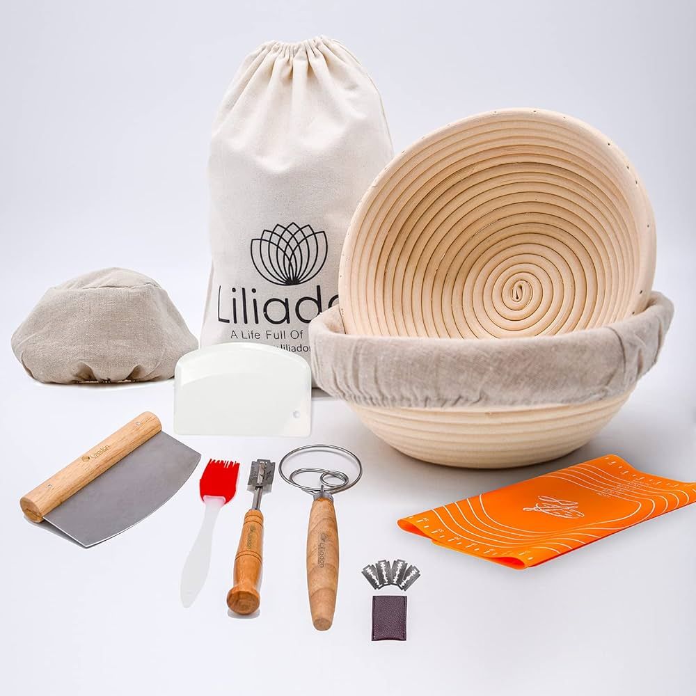 Liliadon 9 Inch Round Banneton Bread Proofing Basket (Set of 10)-Splinter Free Proofing Basket wi... | Amazon (US)