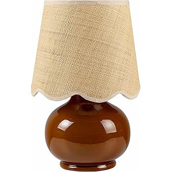 Theisseil Boho Ceramic Bedside Table Lamp for Bedroom Nightstand and Living Room - Shade Rattan -... | Amazon (US)
