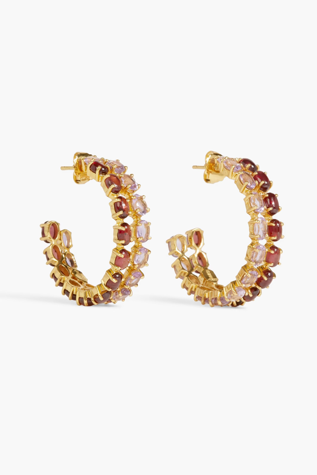 Gold-tone, garnet and amethyst hoop earrings | The Outnet (UK and Europe)