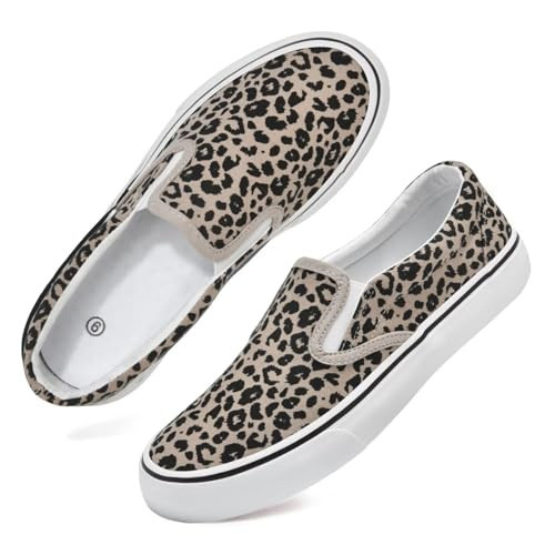 Women's Slip on Canvas Shoes Classic Casual Sneaker, Fashion Sneakers for Walking No Lace Travel Leopard | Amazon (US)