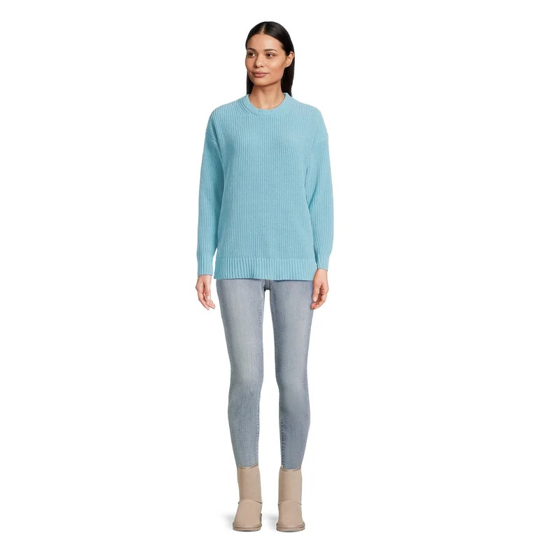 Time and Tru Women's Crewneck Chenille Sweater with Long Sleeves, Midweight, Sizes XS-XXXL | Walmart (US)