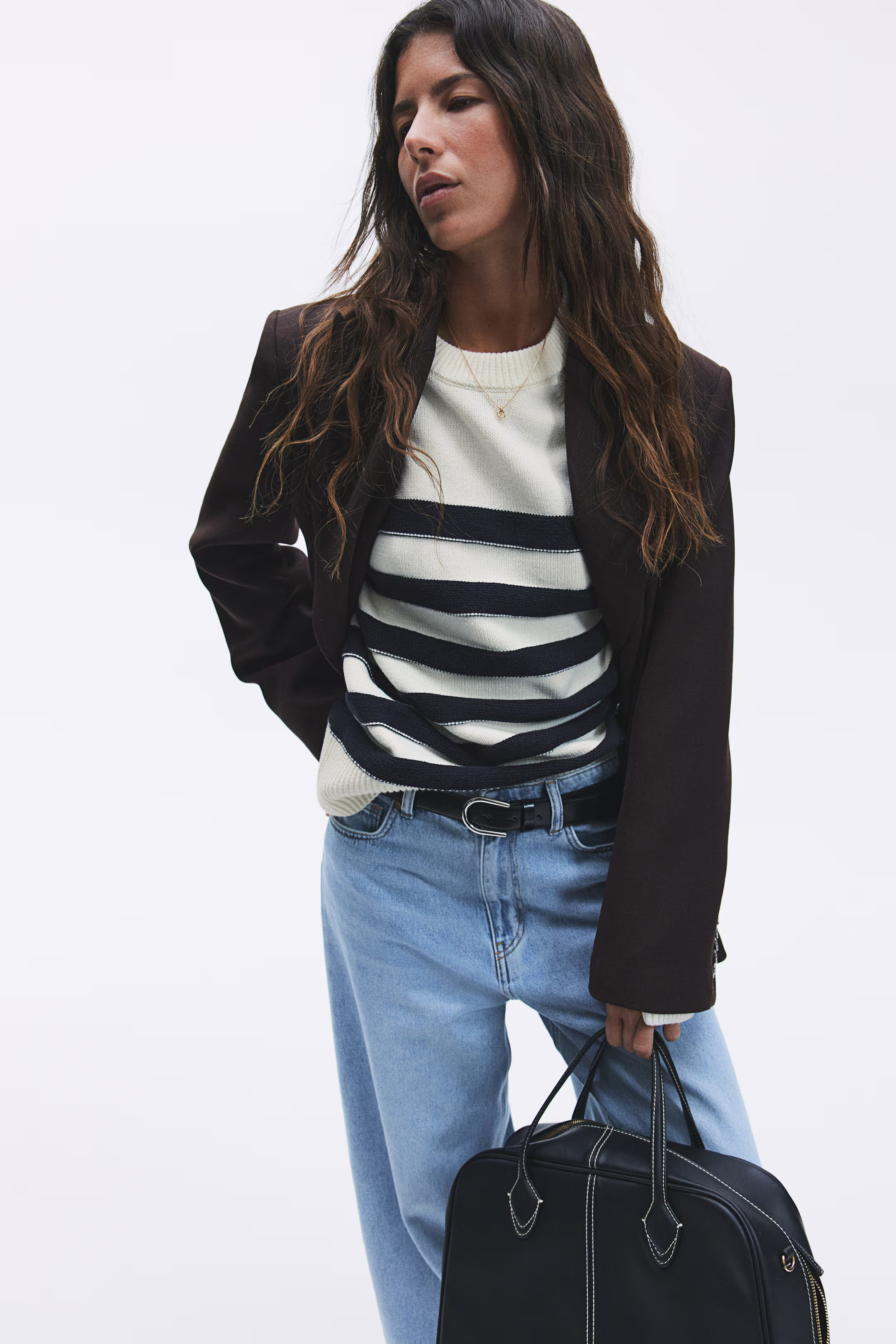 Pullover in Loose Fit - Weiß/Gestreift - Ladies | H&M DE | H&M (DE, AT, CH, NL, FI)