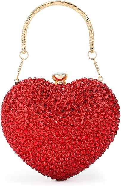 GOKTOW Mini Heart Shaped Purse,Valentines Purses and Handbags,Rhinestone Evening Purse Clutch for... | Amazon (US)