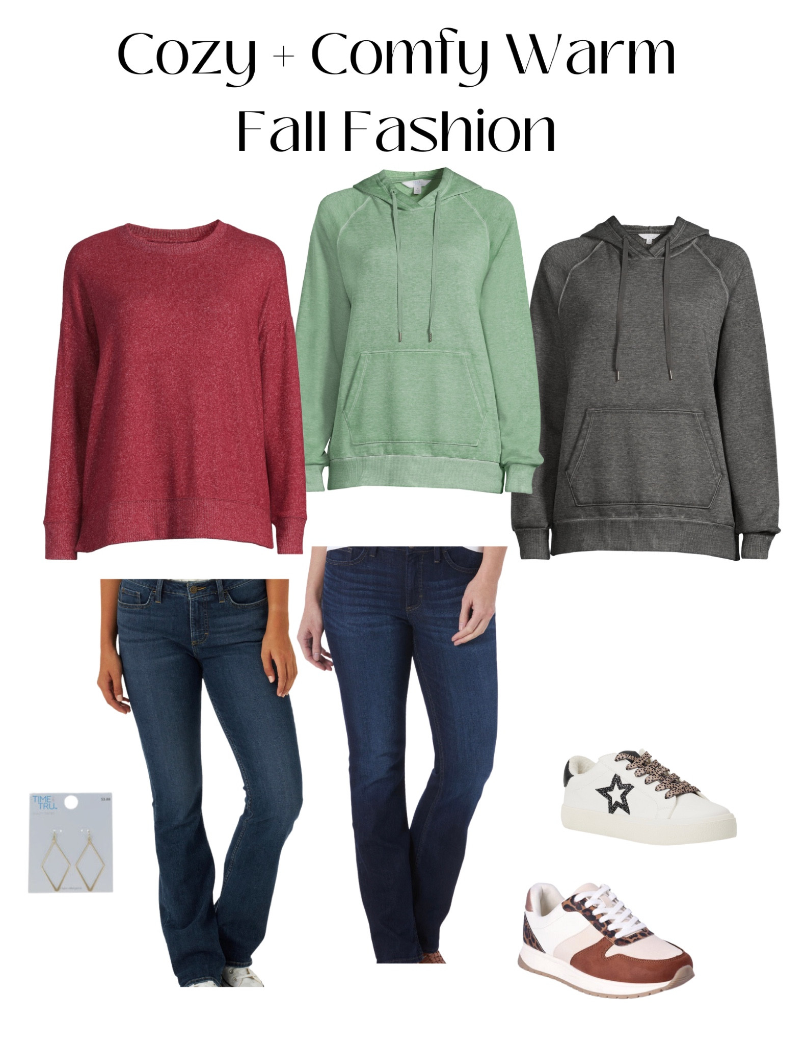Sharing some of my favorite warm and cozy fall @walmartfashion!  #walmartpartner I love hoodies when the weather cools down and these are PERFECT!  So soft; so cozy, and under $20 on @walmart.  I love that sweater too - will be perfect to wear all fall into Christmas. #walmartfashion

#LTKstyletip #LTKSale #LTKSeasonal