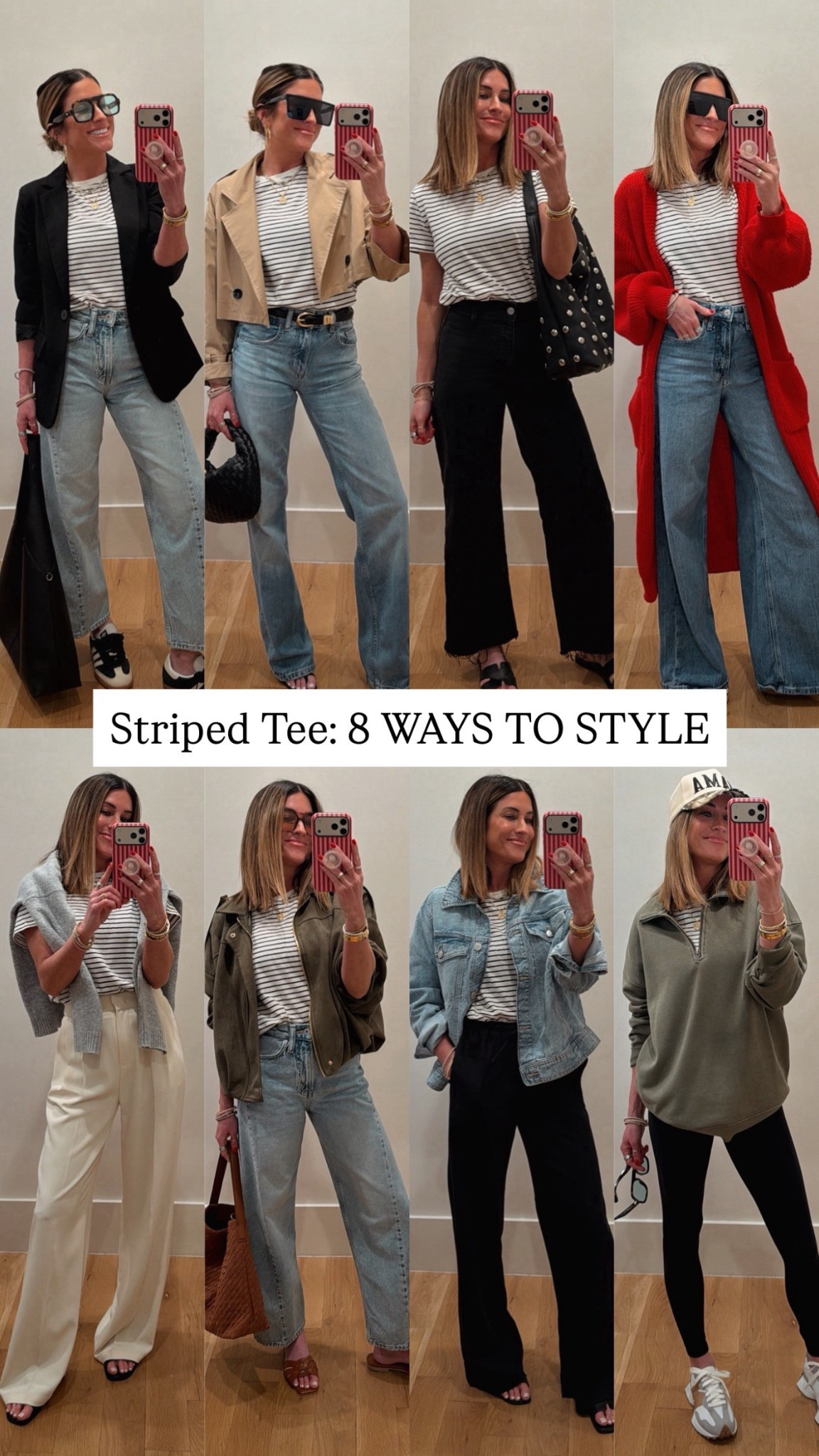 8 ways to style this $8 tee! 🤩🤩 a striped tee is such a closet staple in my book! 
True to size, I took an xs. 

#LTKmomlife #LTKSaleAlert #LTKWorkwear