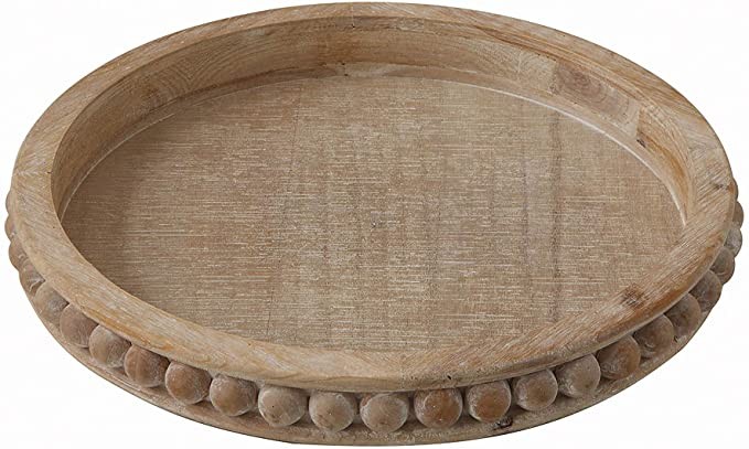 Creative Co-Op Whitewashed Round Decorative Wood Tray | Amazon (US)
