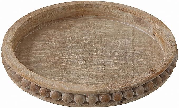Creative Co-Op Whitewashed Round Decorative Wood Tray | Amazon (US)