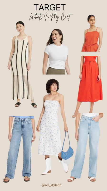 @target what’s in my cart 
Will be doing a try on haul soon! 
Sizing info 
Red set / XS
Denim jeans / 2
Crochet dress / small
White tee/ XS
Floral dress /4
I’m 5’4”/130

#LTKFindsUnder50 #LTKU #LTKStyleTip