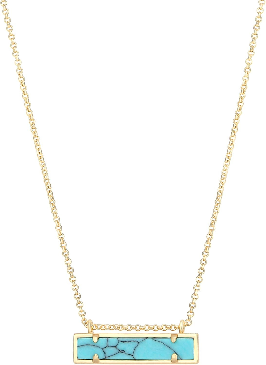 SOFYBJA 18k Gold Chain Choker Dainty Turquoise Beads Bar Necklace for Women Handmade Gemstone Jew... | Amazon (US)