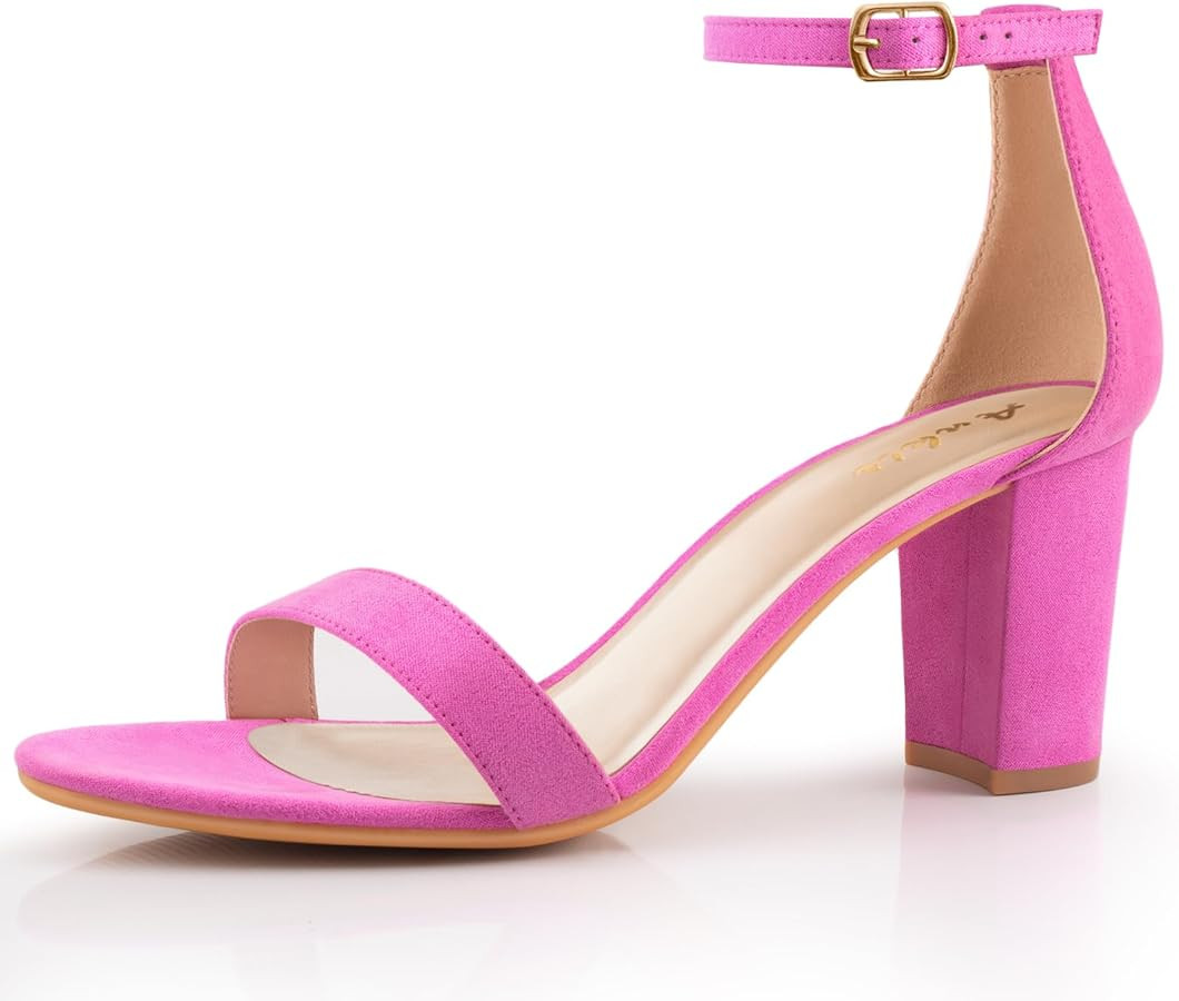 Ankis Heels for Women Open Toe Ankle Strap Chunky Heel Sandals 2.75 Inch | Amazon (US)