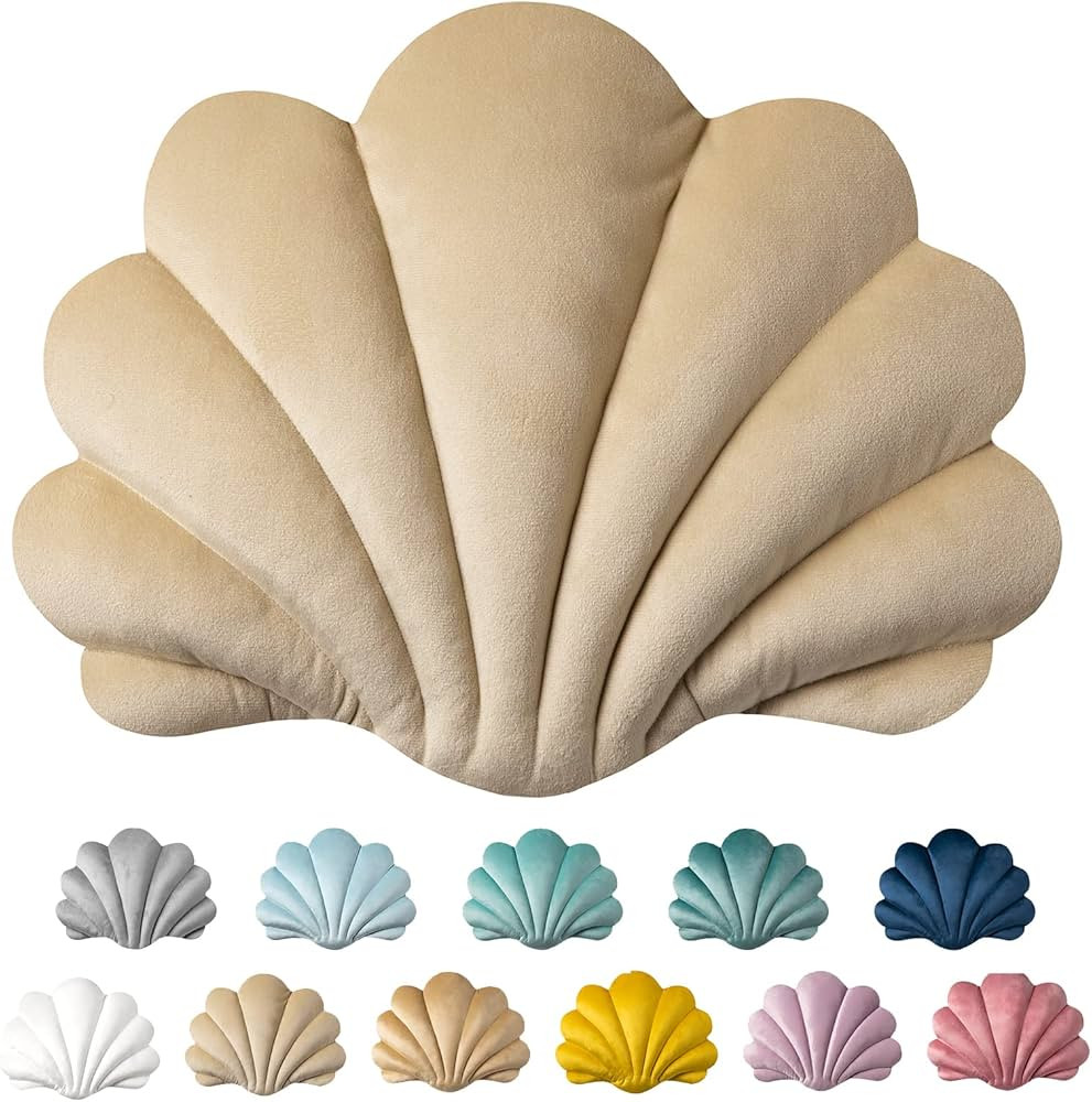 Ashler 3D Throw Pillows Shell Shaped Accent Throw Pillow, Soft Velvet Insert Included Cushion for... | Amazon (US)