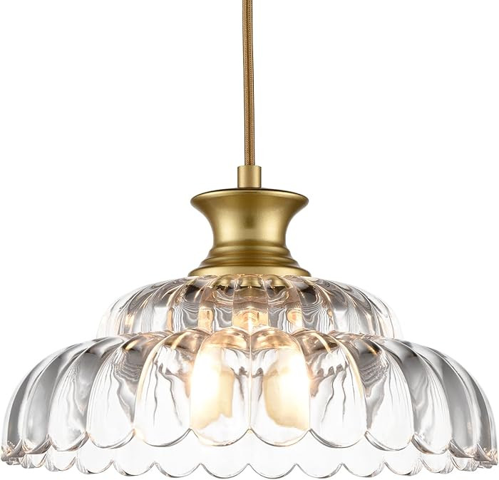 HYDELITE Vintage Glass Pendant Lights Kitchen Island Gold Pendant Light Fixture Modern Hanging Li... | Amazon (US)