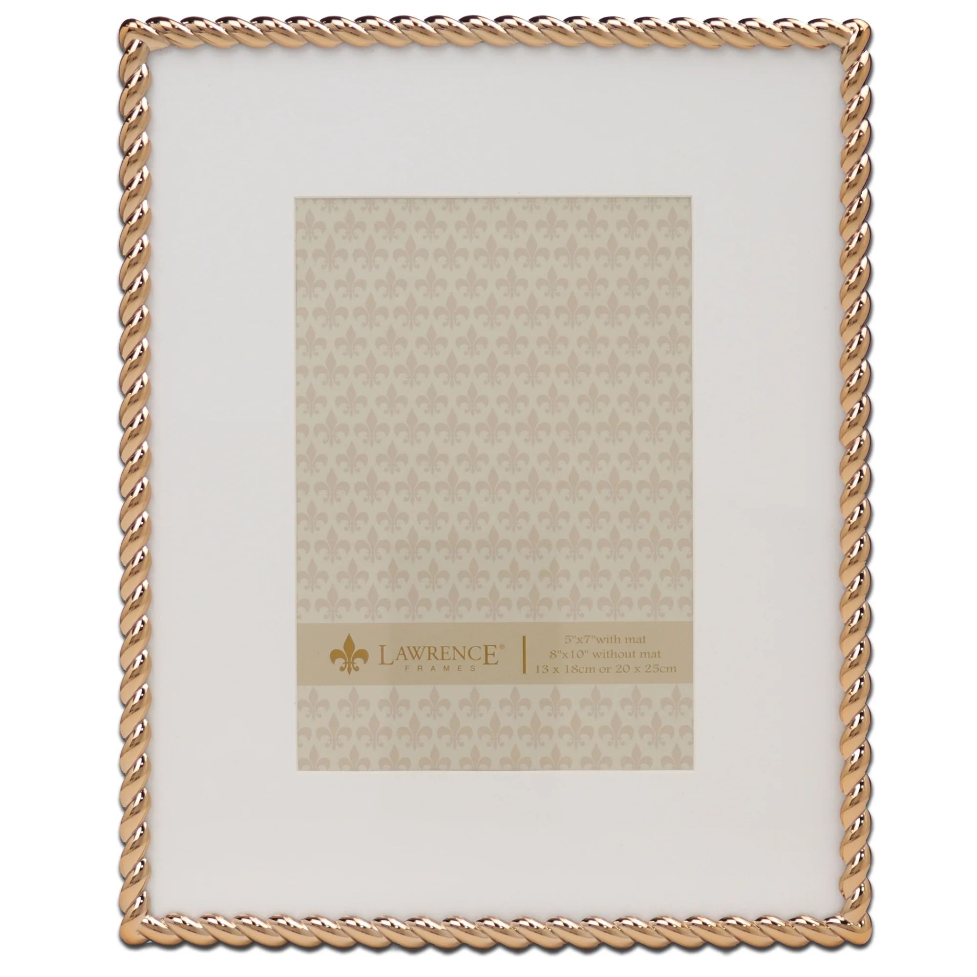 8x10 High Quality Polished Gold Cast Metal Picture Frame - Rope Design with Mat for 5x7 | Walmart (US)
