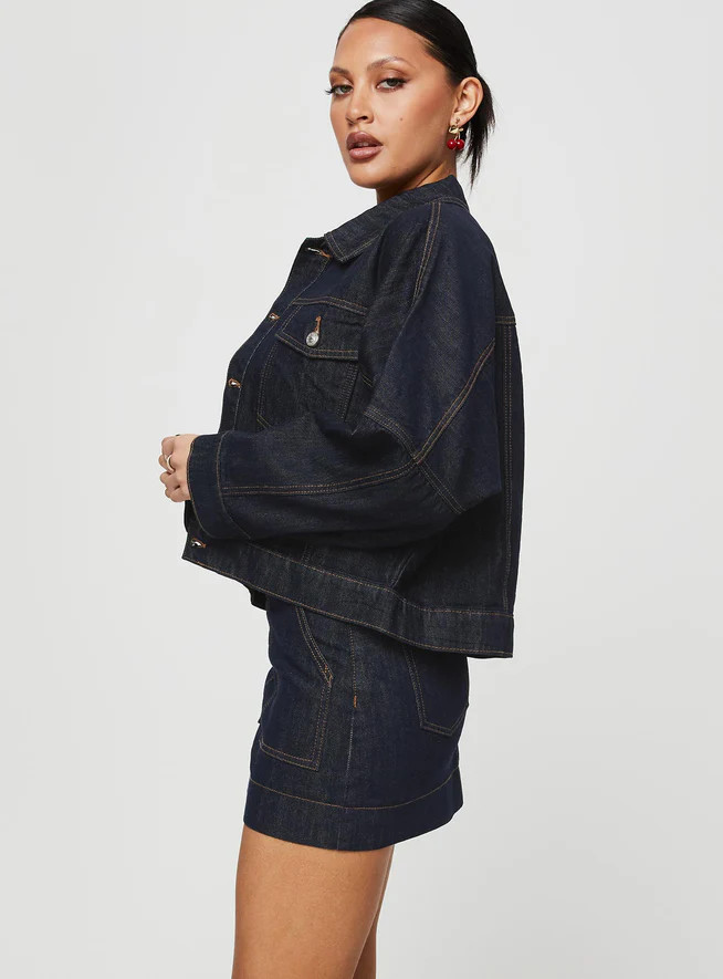 Hughes Mini Skirt Dark Wash Denim | Princess Polly US