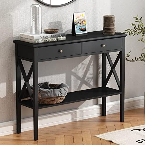 ChooChoo Console Table with Drawers, Narrow Wood Accent Sofa Table Entryway Table with Storage Sh... | Amazon (US)