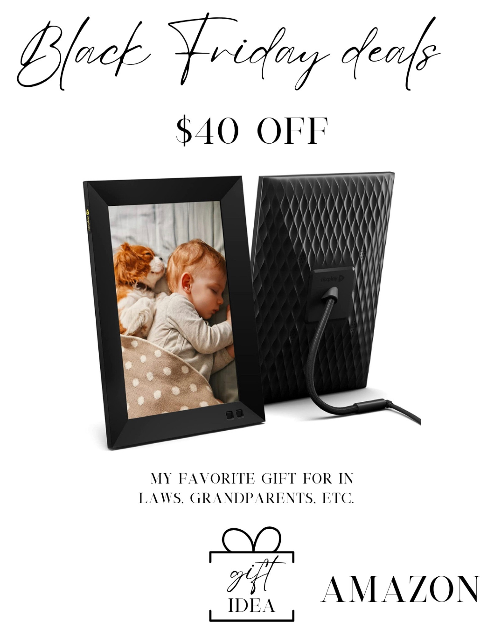 Gifts for in-laws 
Gifts for parents
Wifi photo frame from amazon on sale 

#LTKCyberweek #LTKGiftGuide #LTKsalealert