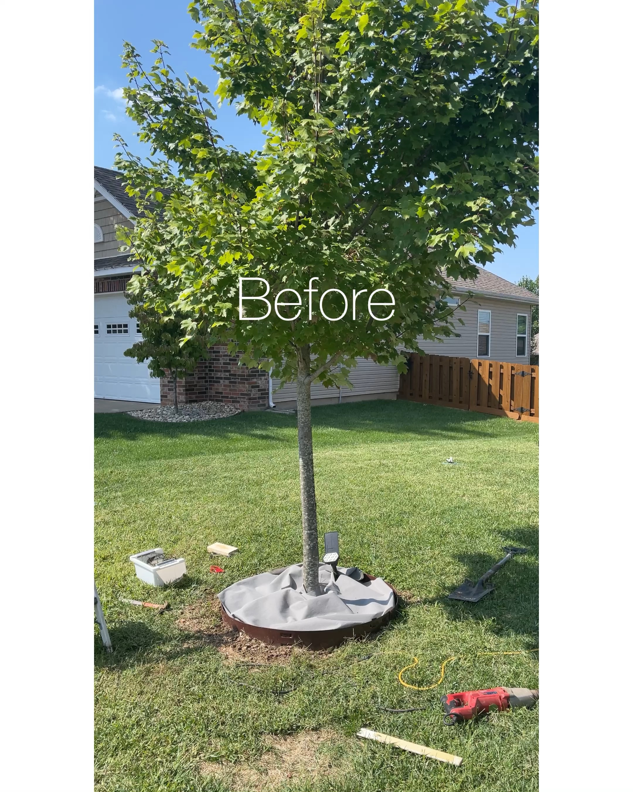 Upgraded my tree with a solar spot light, metal edges and rocks 💚
DIY , landscape, tree, before and after 

#LTKhome #LTKVideo #LTKstyletip