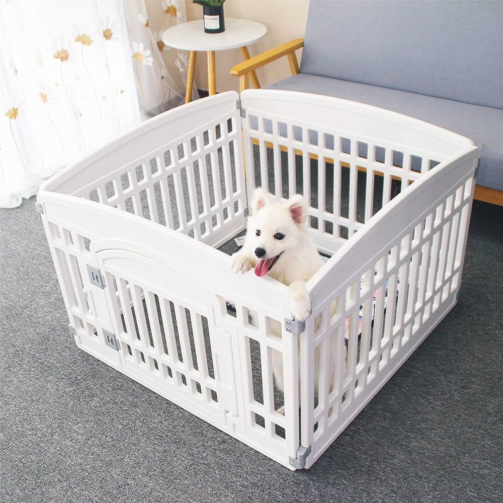 Pet Playpen Foldable Gate for Dogs Heavy Plastic Puppy Exercise Pen with Door Portable Indoor Out... | Amazon (US)