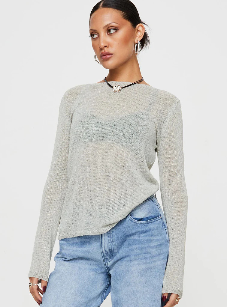 Fazzio Long Sleeve Top Silver | Princess Polly US