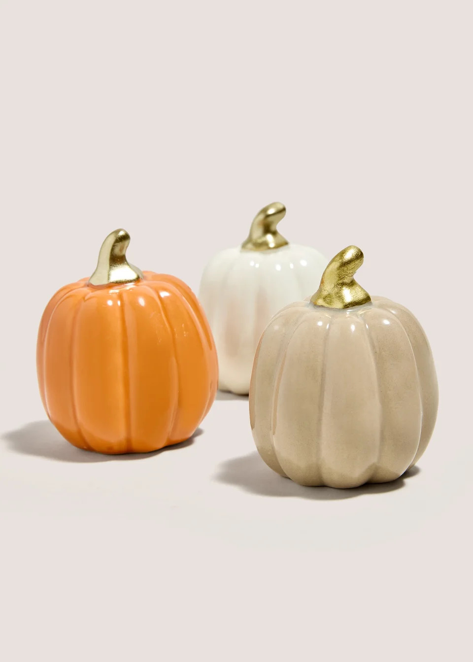 Set Of 3 Orange Pumpkin Ornaments (6.4cmx6.4cmx7.5cm) | Matalan (UK)