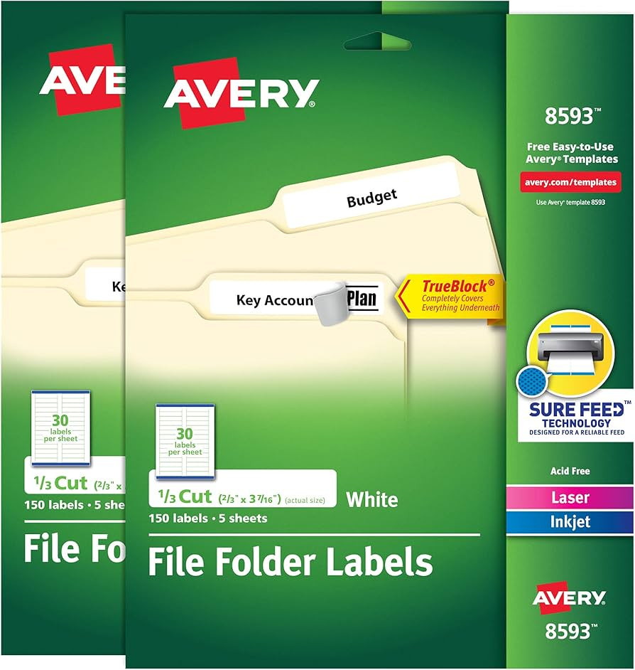 Amazon.com : Avery File Folder Labels with TrueBlock Technology, Permanent Adhesive, 2/3" x 3-7/1... | Amazon (US)