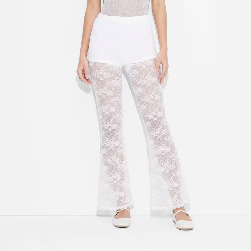 Women's Mid-Rise Flare Sheer Lace Pants - Wild Fable™ | Target