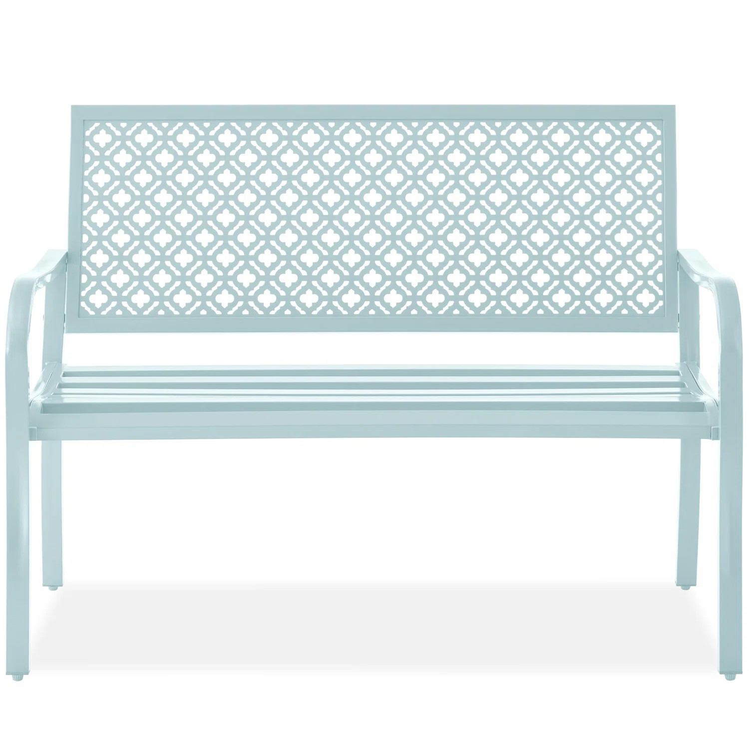 2-Person Outdoor Metal Bench with Geometric Backrest, 790lb Capacity, for Garden, Patio, and Entr... | Wayfair North America