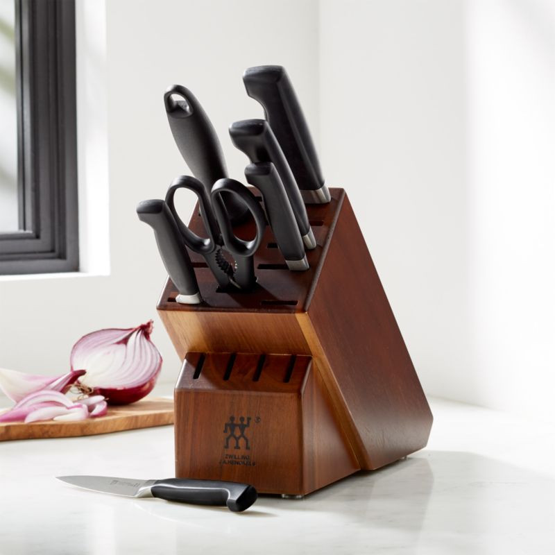 Zwilling J.A. Henckels Four-Star 8-Piece Acacia Knife Set + Reviews | Crate and Barrel | Crate & Barrel