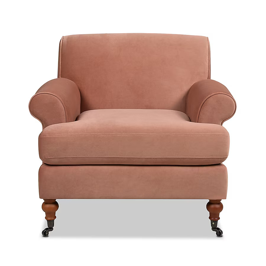 Jennifer Taylor Home Alana Lawson Farmhouse Peach Orange Velvet Accent Chair | Lowe's