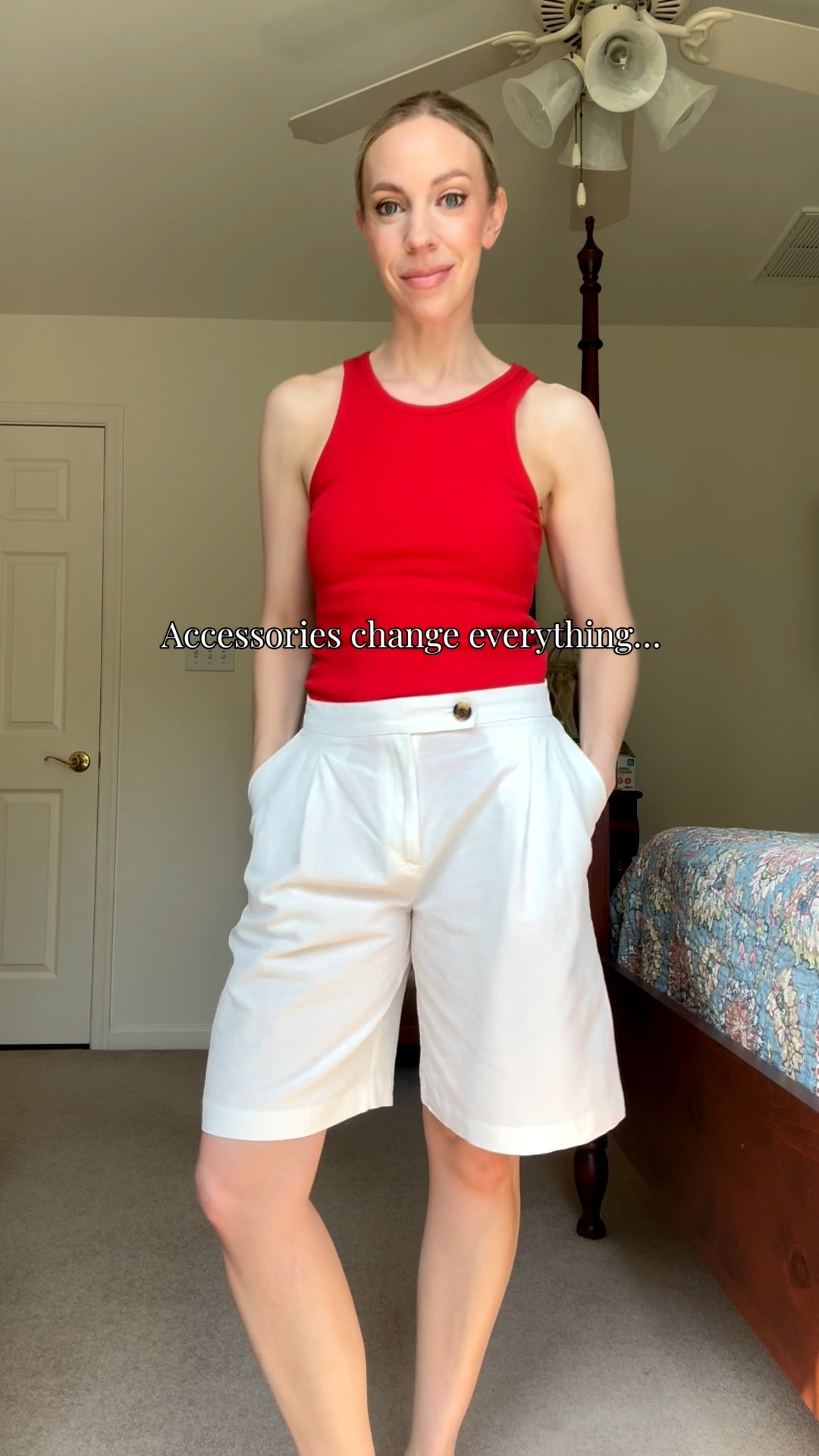 Vacation and date night outfits using the same red tank and white bermuda shorts - both under $30 and on sale this weekend!

#LTKSaleAlert #LTKgrwm #LTKTravel