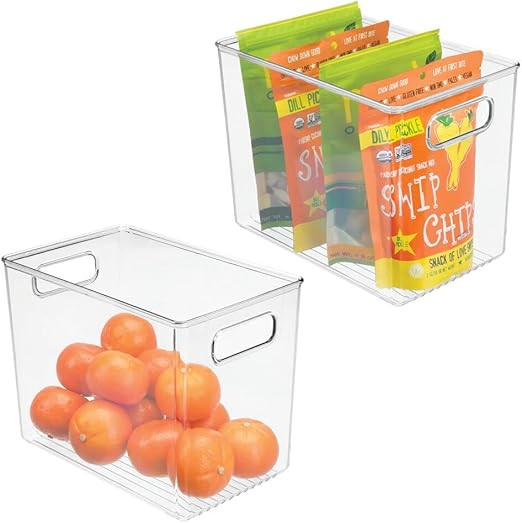 mDesign Plastic Deep Food Storage Organization Container Bin with Handles for Kitchen, Pantry, Ca... | Amazon (US)