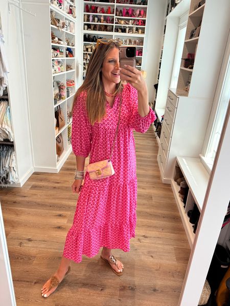 In a size small in pink Amazon maxi dress 