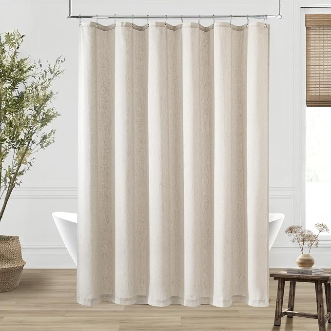 90 Inch Shower Curtain Linen Neutral Earth Tone Extra Long Shower Curtain for Bathroom Bath Drape... | Amazon (US)