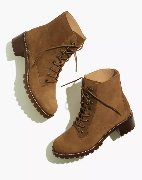 The Julien Lace-Up Lugsole Boot in Suede | Madewell