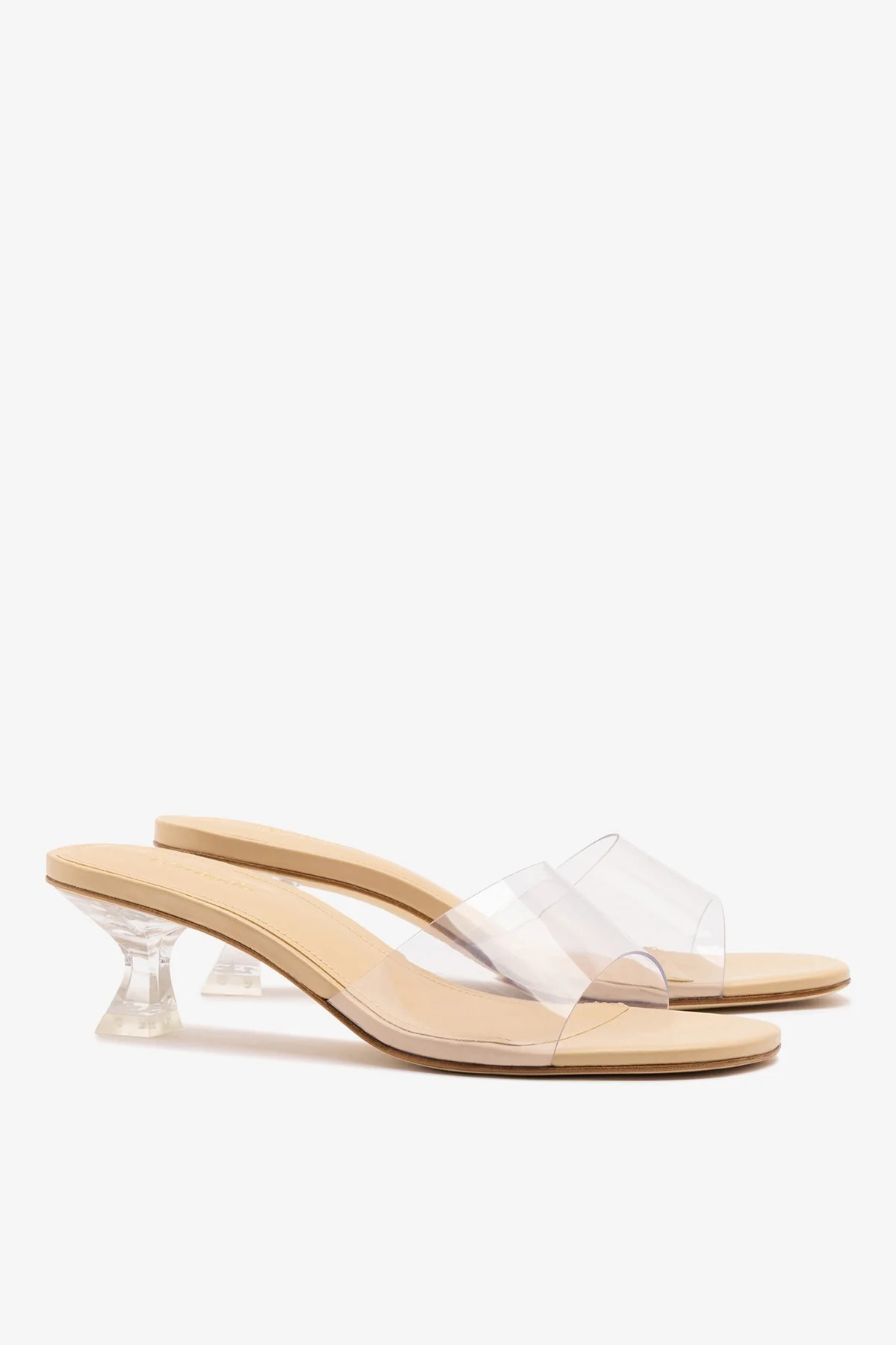 Vivi Lucite Clear Mule Sand Leather | Larroude