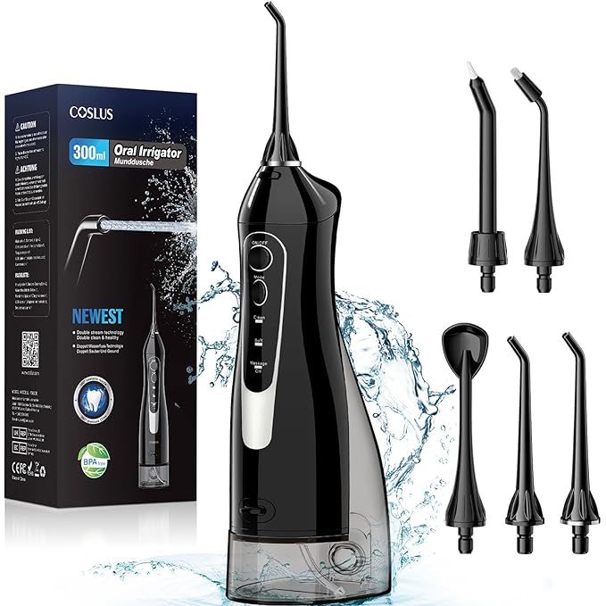 Water Dental Flosser Teeth Pick: Portable Cordless Oral Irrigator 300ML Rechargeable Travel Irrig... | Amazon (US)