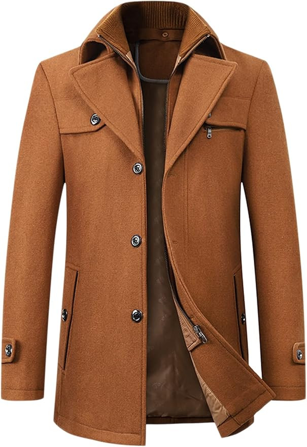 chouyatou Men's Winter Stylish Wool Blend Single Breasted Military Peacoat       Send to LogieIns... | Amazon (US)