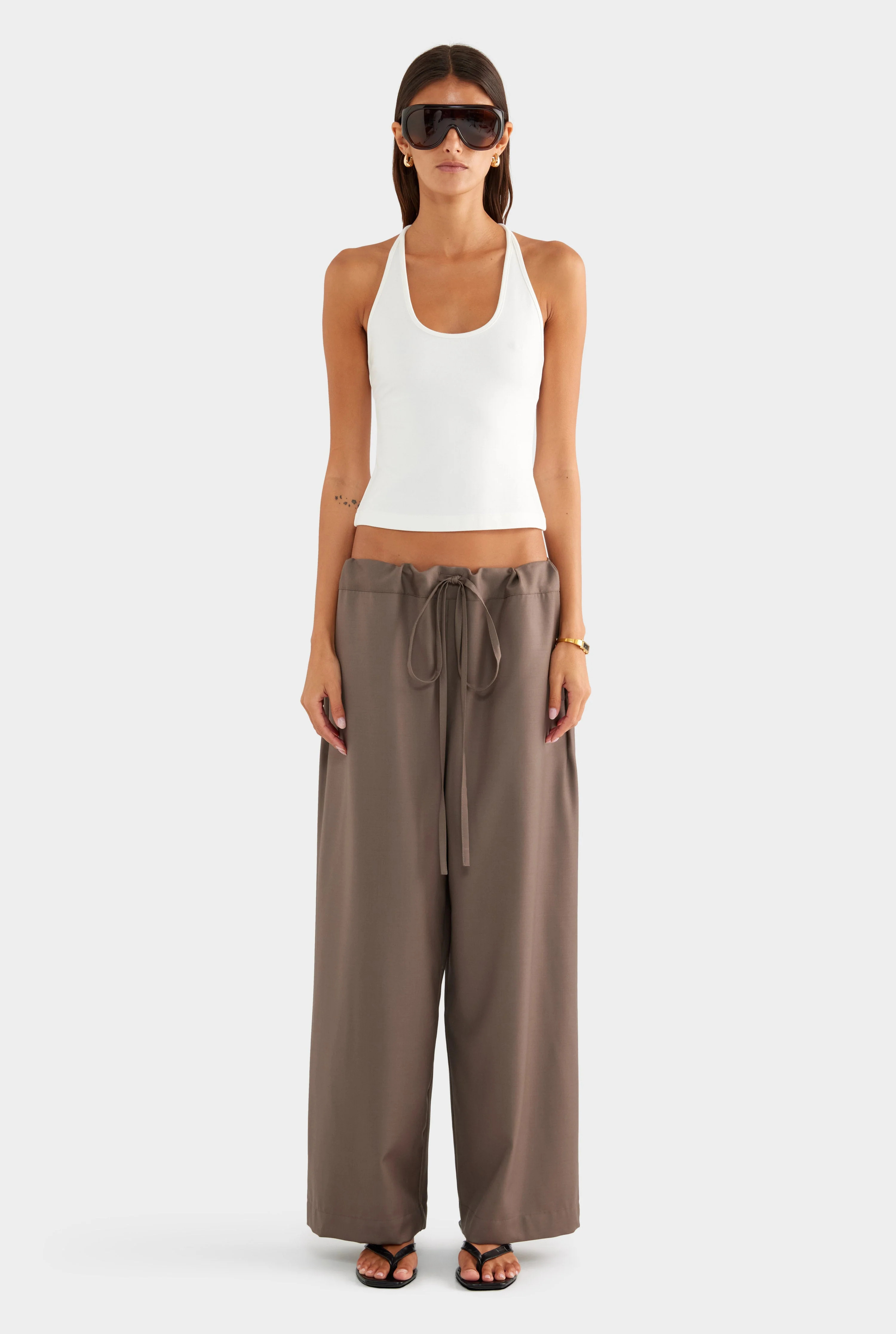 Wool Paperbag Pant Mocha | Venroy | Venroy AU