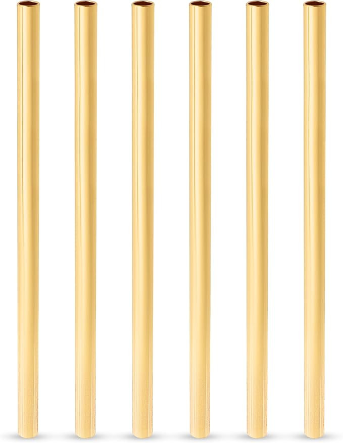 Viski Stainless Steel Cocktail Straws with Gold Finish, Eco-Friendly Reusable Short Metal Straws,... | Amazon (US)