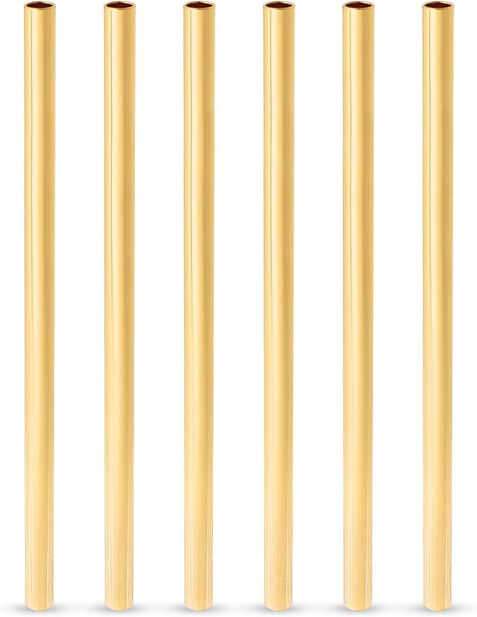 Viski Stainless Steel Cocktail Straws with Gold Finish, Eco-Friendly Reusable Short Metal Straws,... | Amazon (US)