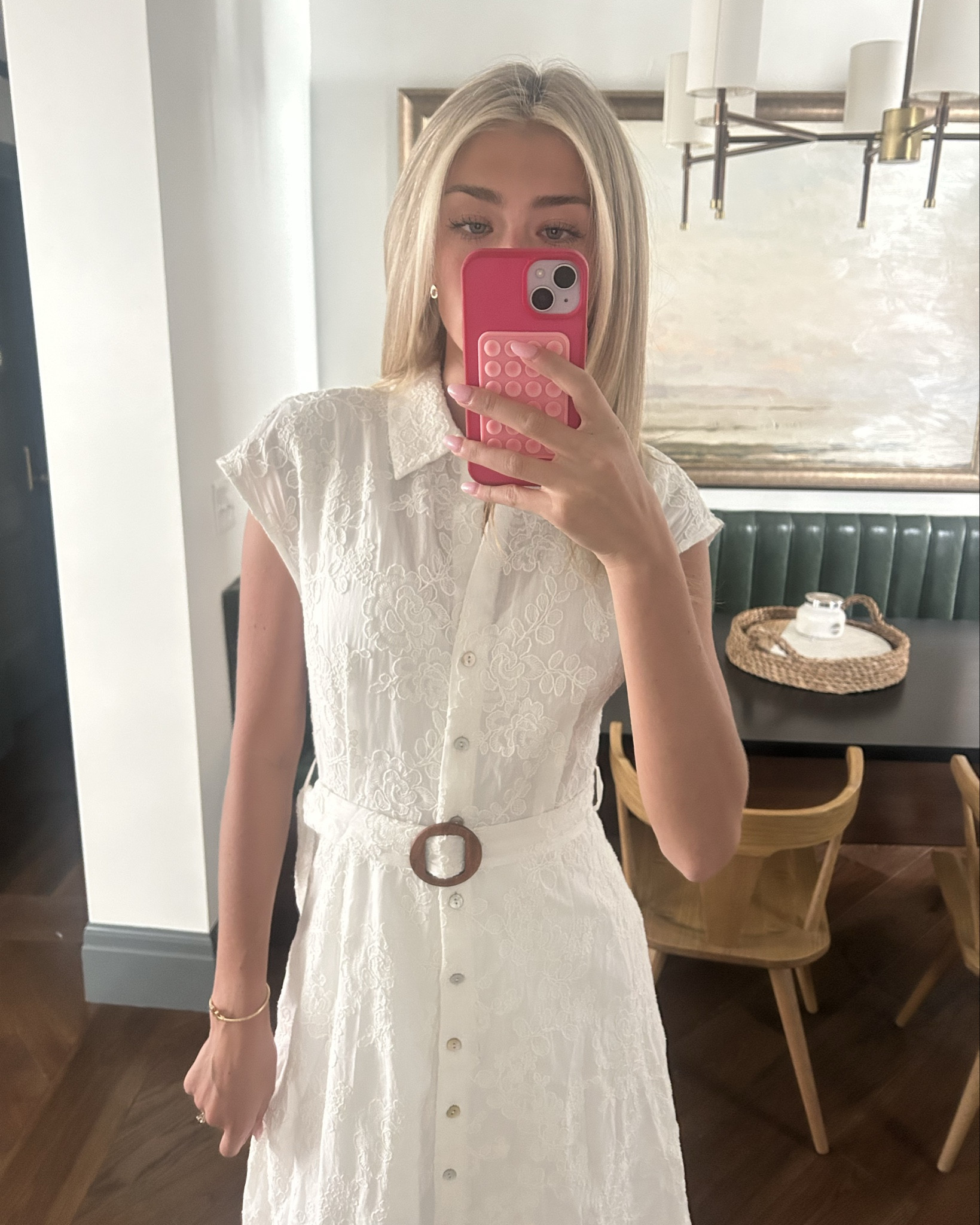 Loving this white dress from MANGO. Perfect to keep casual or dress up. Love the subtle print and buttons. The belt adds the perfect touch. 

#LTKFindsUnder100 #LTKWedding #LTKStyleTip