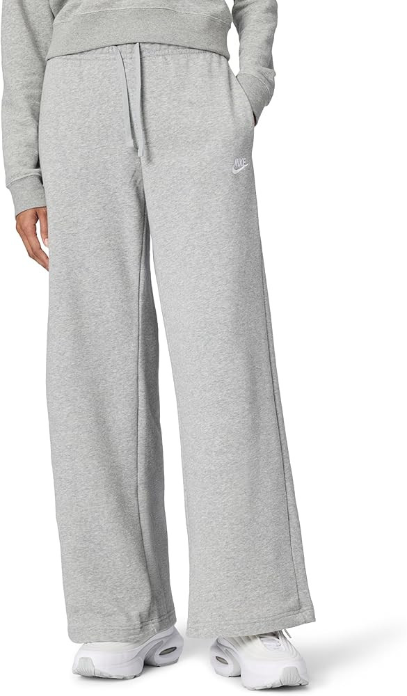 Amazon.com: Nike Women's Sportswear Club Fleece Mid-Rise Wide-Leg Sweatpants, Dark Grey Heather/W... | Amazon (US)