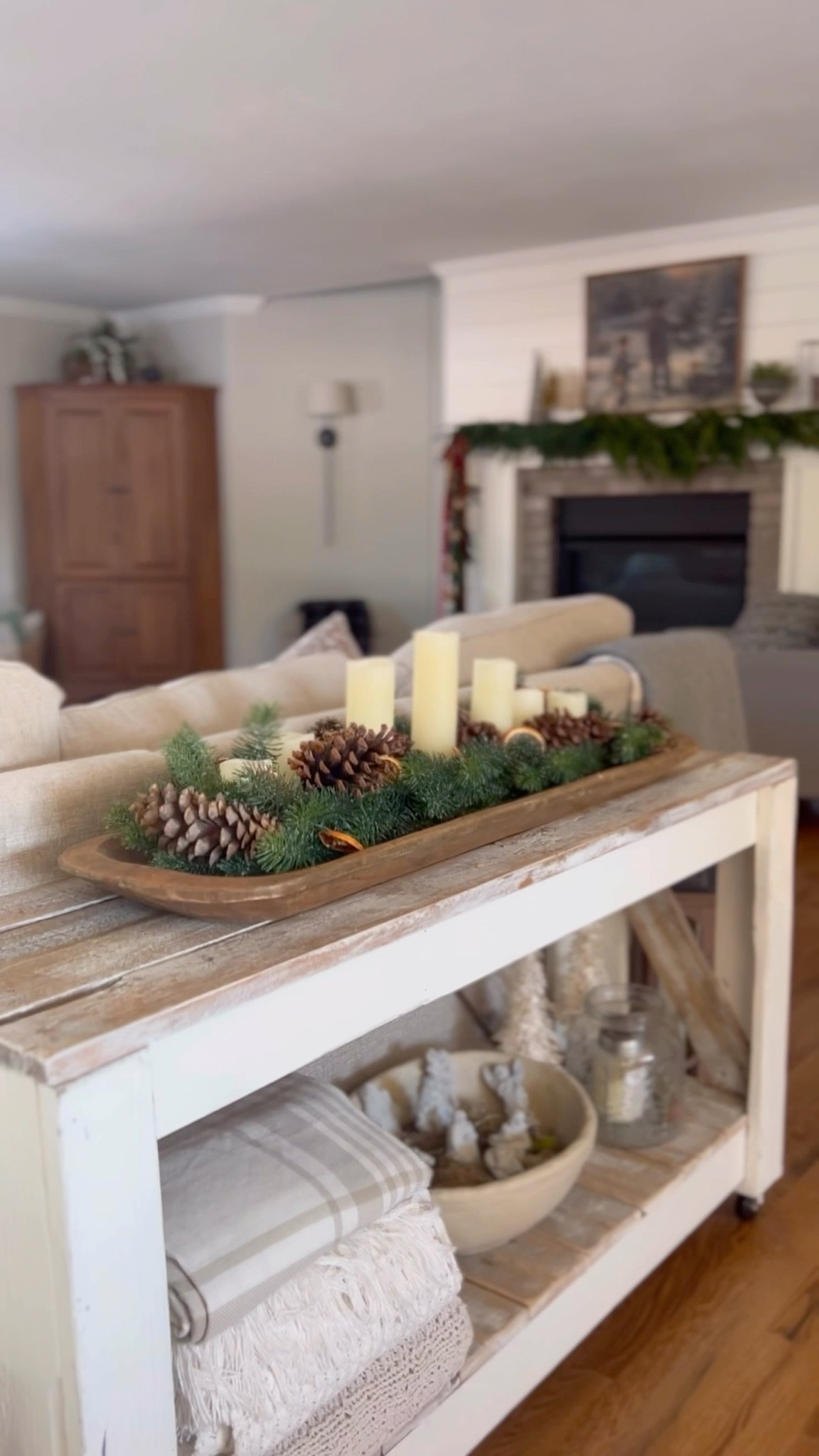 ✨ A simple Christmas moment that feels storied and serene. I styled my long dough bowl with a soft pine garland, fluffed and folded for fullness, then tucked in natural pinecones and dried orange slices for that nostalgic holiday glow. A gentle angel stands watch at one end, and flameless candles flicker through the center for the dreamiest warm light. If you love timeless, heirloom-inspired Christmas decor, this dough bowl centerpiece brings all the cozy charm to your holiday home. ✨

#ChristmasCenterpiece
#DoughBowlDecor
#CozyChristmasHome
#HolidayTableStyling
#NaturalChristmasDecor

#LTKSeasonal #LTKHoliday #LTKHome
