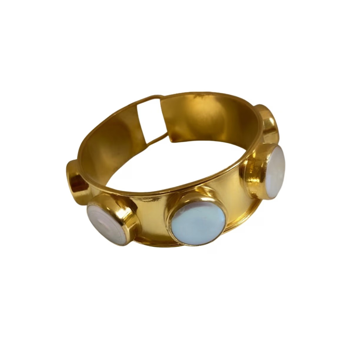 Coin Pearl Gold Chunky Bangle | Wolf & Badger (US)