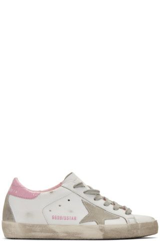 SSENSE Exclusive White & Pink Cracked Superstar Sneakers | SSENSE